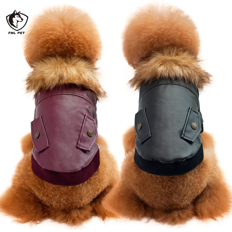

FML Pet Clothes Winter Leather Dog Clothes For Small Dogs Cats Warm Fashion New Dog Jackets and Coats Puppy Chuhuahua Costume