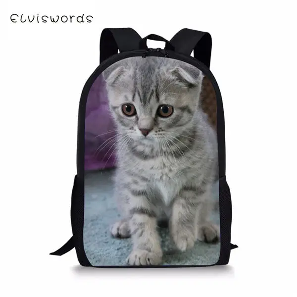 ELVISWORDS Детский рюкзак шотландский складной Рисунок кошки детские школьные сумки для малышей школьные сумки модные женский туристический рюкзак - Цвет: CDWX3292C