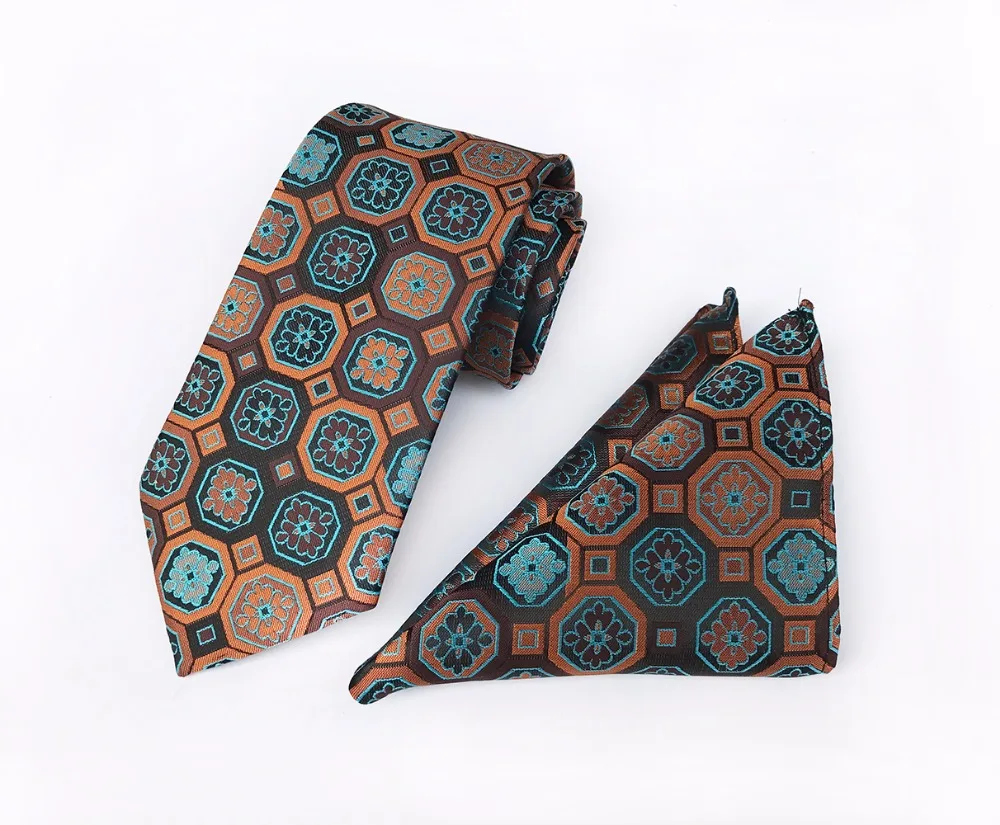 8cm Men Luxury Necktie Sets High Quality Woven Ties Handkerchief Sets