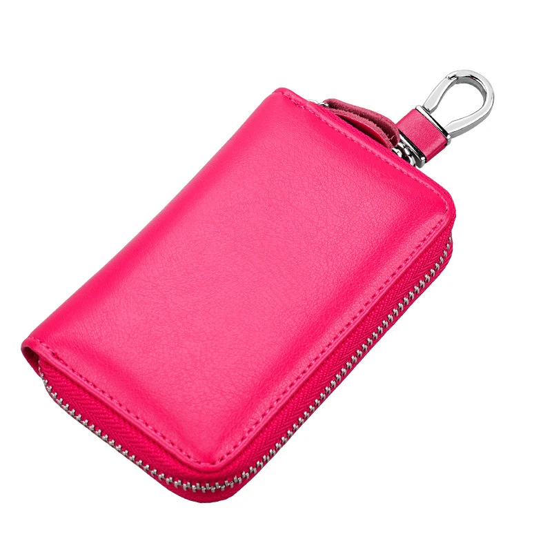 

New Key Holder Men&Womens Genuine Leather Short Key Wallet Zipper Multi-function Car Key Chain Wallet Coin Wallets Female