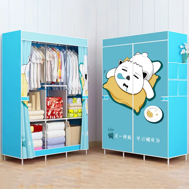 Складной нетканый шкаф для одежды Пылезащитная ткань стальная труба DIY сборка