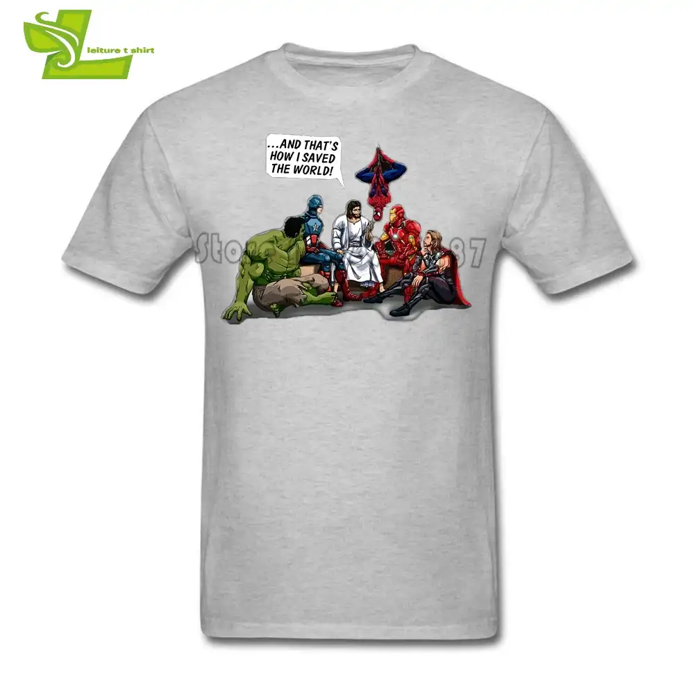 superheroes and jesus shirt