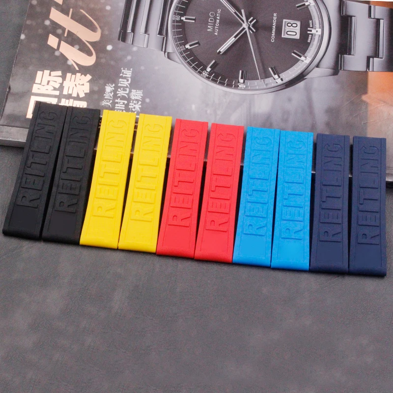 

Men's Silicone Strap 22 mm24mm Suitable for Breitling Women's Outdoor Sports and Leisure Waterproof Natural Rubber Strap Pin Buc