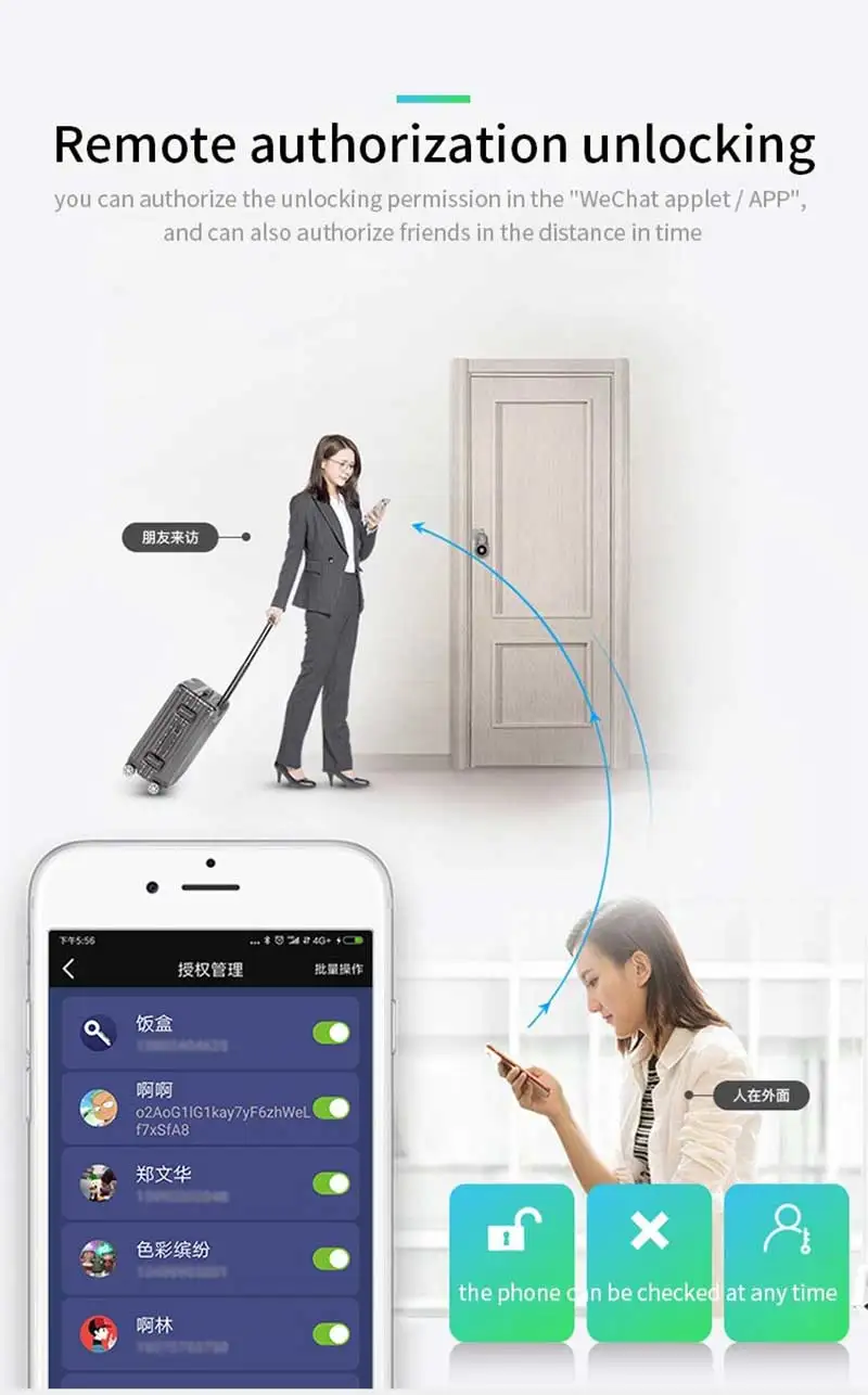 Smart считыватель отпечатков пальцев замок с Bluetooth управлением многофункциональная Водонепроницаемый дверной замок мобильное приложение