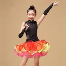 Новое Стильное латинское танцевальное бальное платье для самбы и чачача, танцевальное платье с пушистой юбкой, латинский наряд