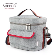Aosbos, новинка, переносные термоизолированные сумки для ланча, большая емкость, войлочная сумка для пикника, сумка-тоут для детей, женщин, мужчин