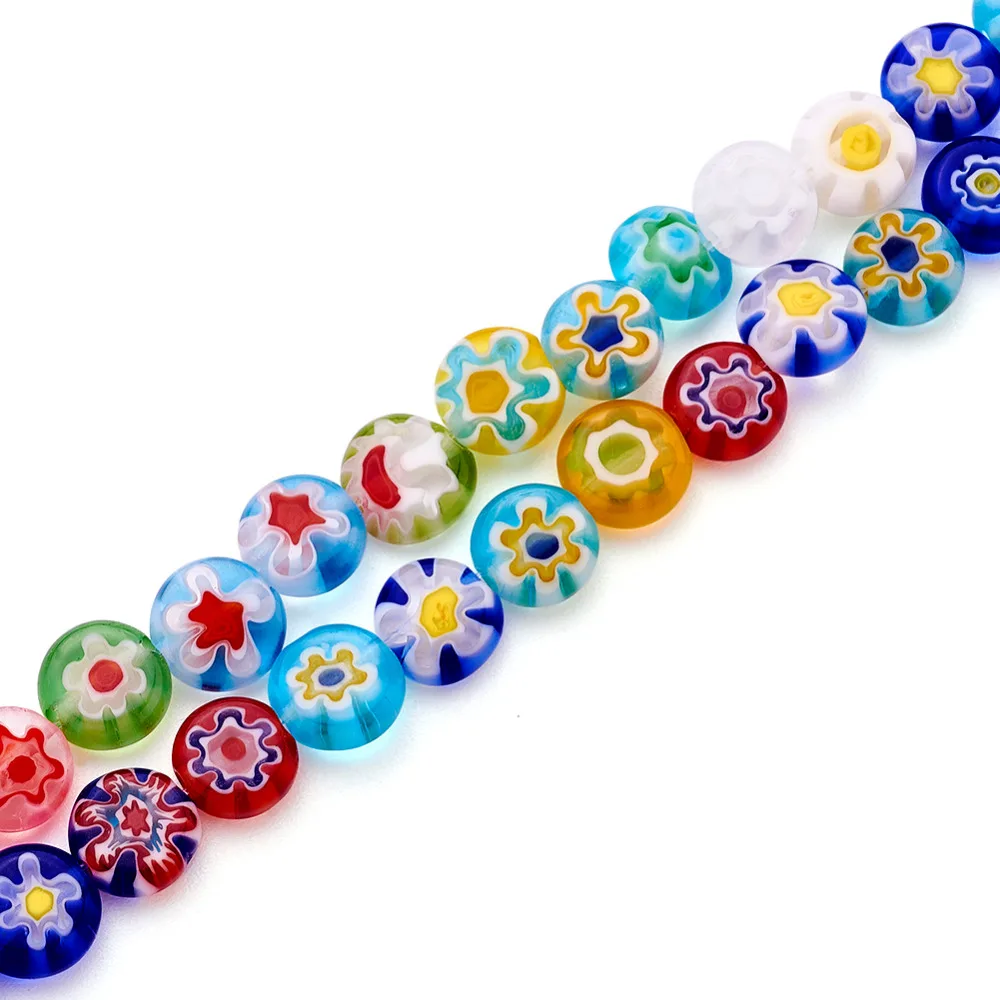 Buy Handmade Millefiori Flat Round Glass Beads