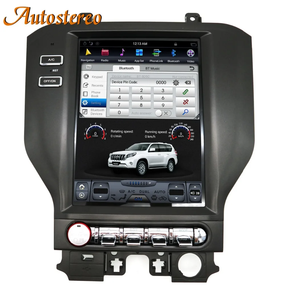 Top Android 7 Tesla style Car GPS Navigation For Ford Mustang 2015+ stereo headunit multimedia radio tape recorder IPS No DVD player 5
