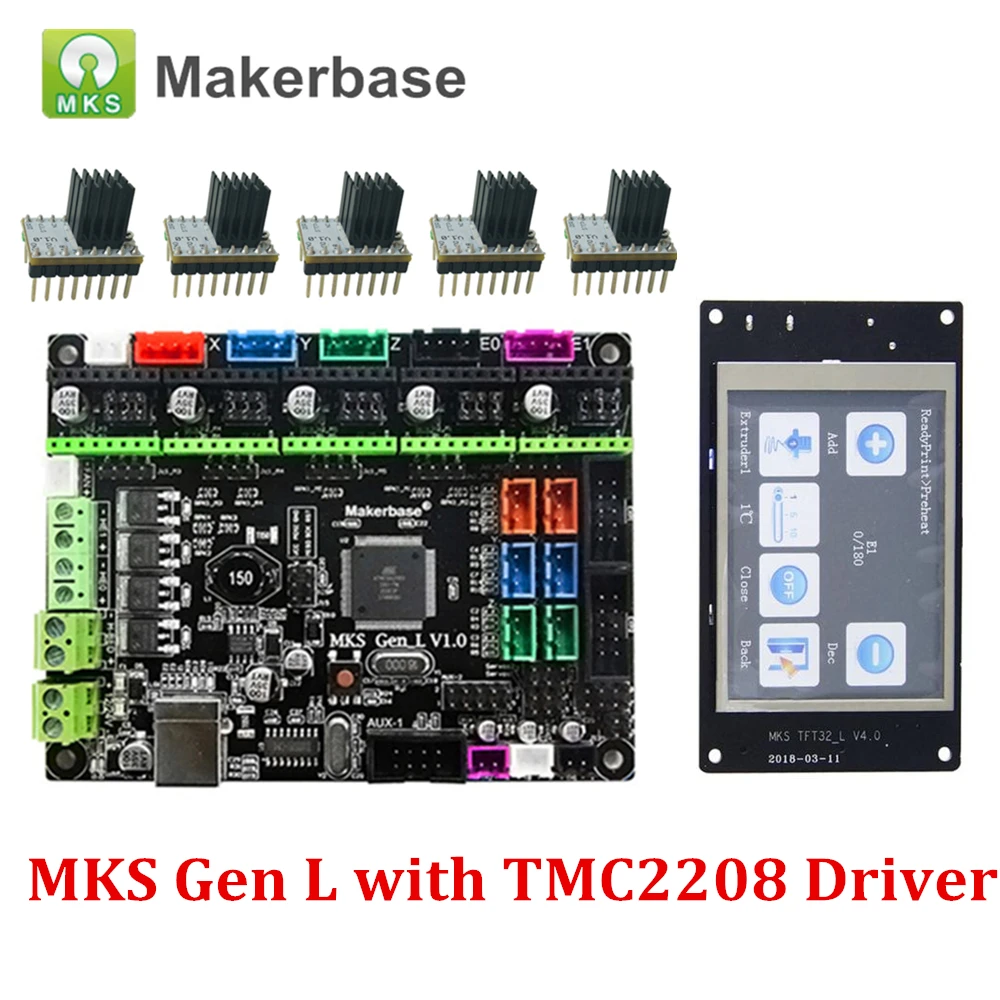 MKS Gen L V1.0 плата управления+ MKS TFT32 V4.0 Смарт-контроллер+ 5 шт. TMC2208 модуль драйвера для Ramps1.4/Mega2560 3D Priner запчасти
