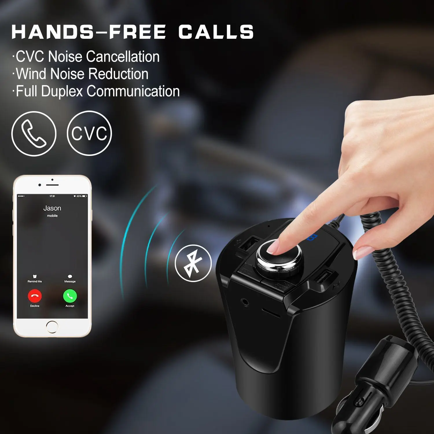 Беспроводной Bluetooth fm-передатчик MP3 USB автомобильное радио Aux Bluetooth адаптер приемник для автомобильного телефона iPhone зарядка Hands-Free Ca