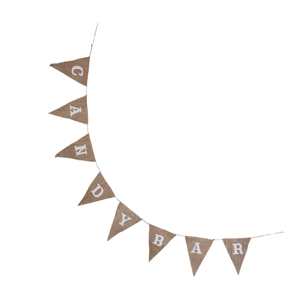 MagiDeal Hessian Bunting Rustic Linen CANDY BAR Pennant Garland Banners Party Supplies For Wedding Birthday Party Decoration 