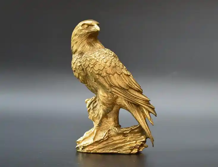 Chinese Handmade Bronze Statue Bird Owl Sculpture Decoration Silvergolden Eagle Bronze Statue Decoration