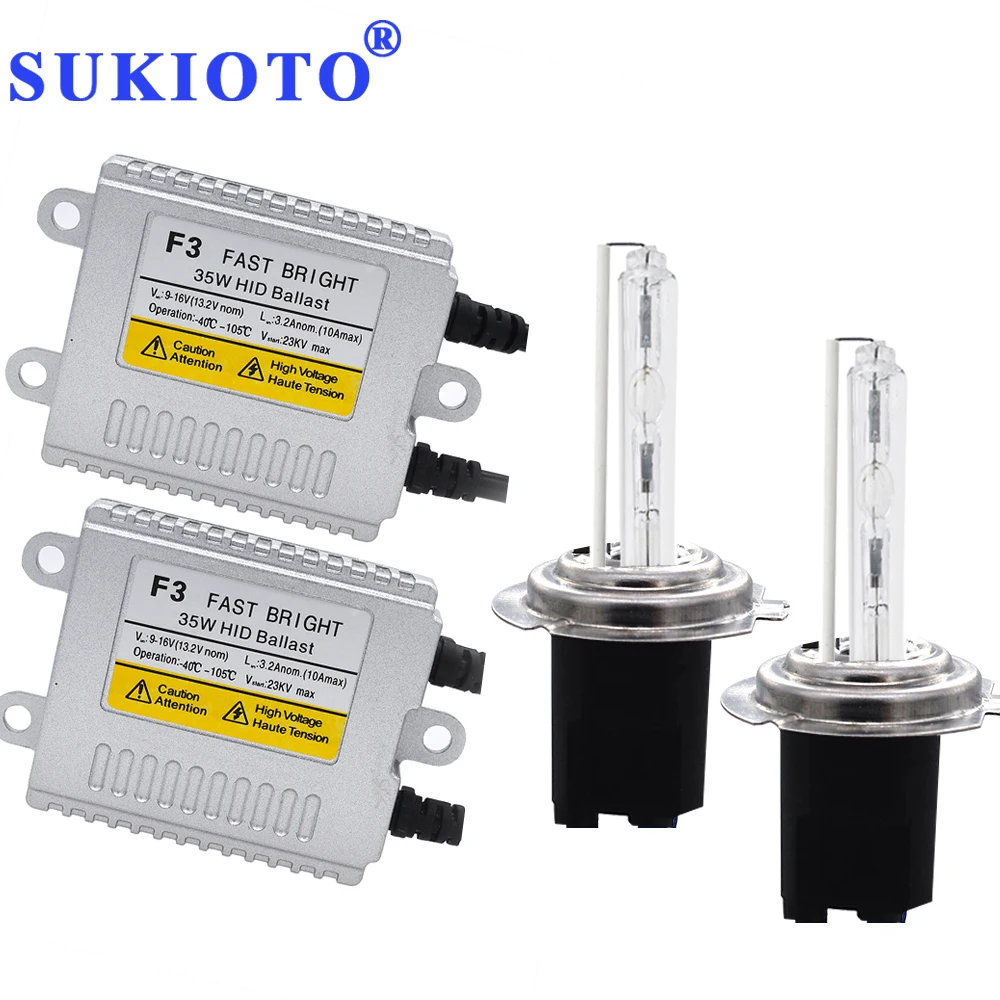 SUKIOTO AC 35W HID Kit H7 hid xenon kit H7R metal H1 hid bulb 4300K 5000K 6000K 8000K H11 yellow HB3 HB4 hid Headlight car lamps 1239(3)
