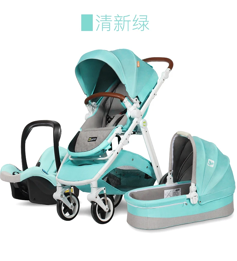 Брендовая детская коляска с высоким пейзажем, 3 в 1, качественная Двусторонняя подвесная коляска для новорожденных, высокая Ландшафтная коляска с четырьмя колесами