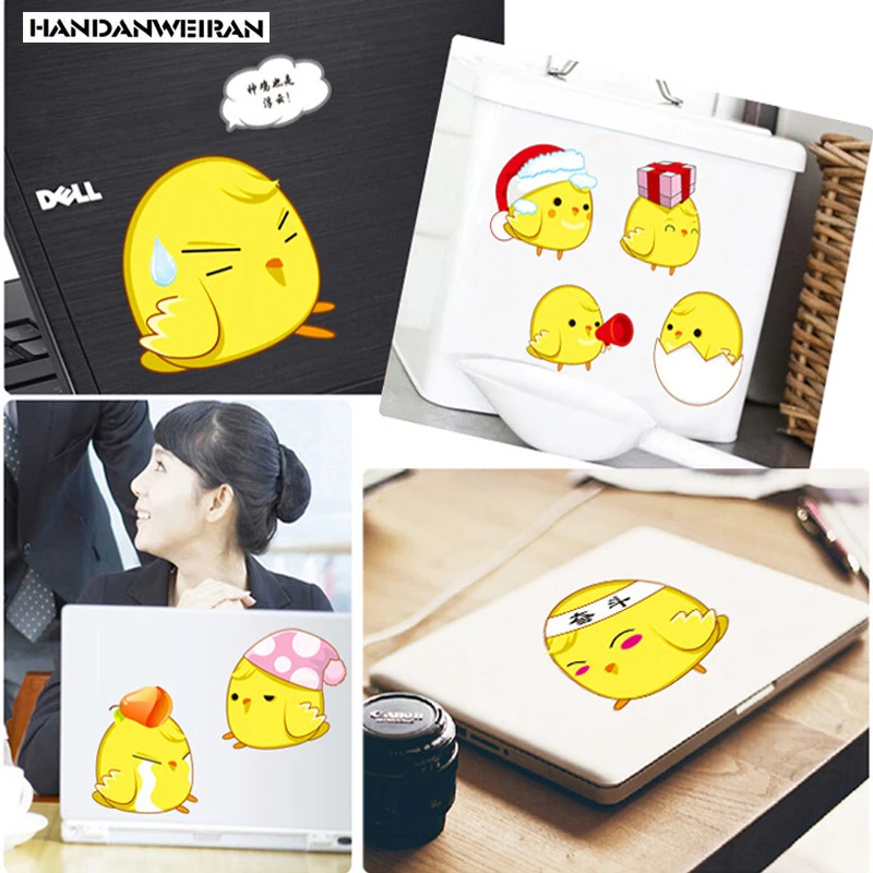 

12pcs creative Cute little yellow Chicken switch sticker PVC transparent wall sticker Cartoon Children sticker