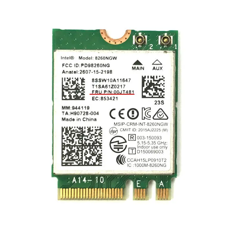 Абсолютно для Intel 8260 8260NGW FRU 00JT481 8260ac BT4.2 5G 867 Мбит/с M2 сетевая карта Wi-Fi для P40 P50S P70 460X260 E560 L560