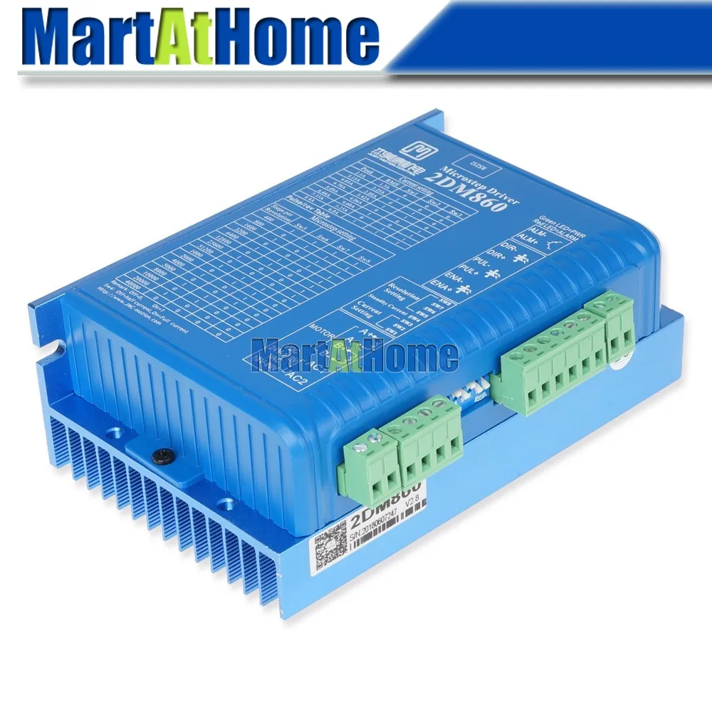 CNC 2-фазный цифровой шаговый Драйвер 2DM860 24 ~ 80V AC 30 110V DC 7.5A 200KHz микро шаги 51200