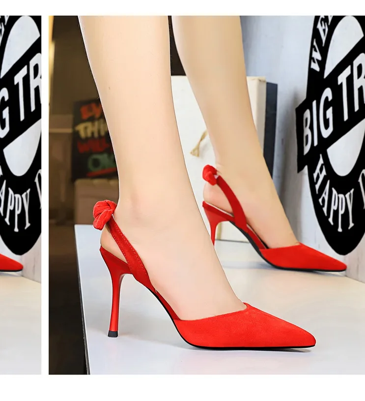 BIGTREE/Высококачественная Красивая Женская обувь на высоком каблуке-шпильке г. модные замшевые туфли-лодочки на высоком каблуке 9,5 см с закрытым острым носком и бантом