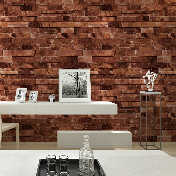 HaokHome ПВХ современные виниловые обои из искусственного кирпича красные мульти 3D