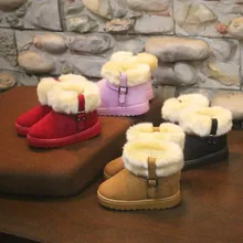 Теплые детские зимние ботинки для детей; Новинка года; зимняя детская обувь принцессы для малышей; красивые Нескользящие ботинки на плоской подошве с круглым носком для маленьких девочек