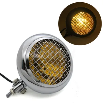 

Motorcycle 6 3/4" Chrome Amber Lens Grille Cover Retro Vintage Headlight For Harley Bobber Chopper SX650