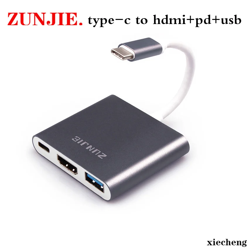 Zunjie 3-в-1 Тип c USB 3.1 HDMI 4 К USB3.0 адаптер конвертер кабель концентратора для MacBook Chromebook