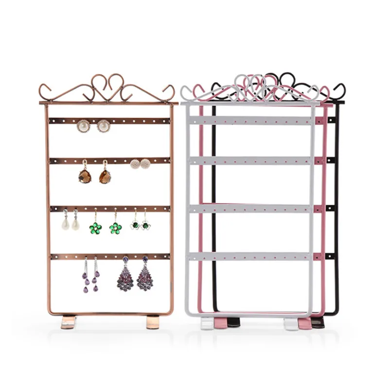 

1pc Metal Storage Holder Rack For Earrings Fashion Standing Type 48Holes Jewelry Rack Organizer For Home Jewelry Store