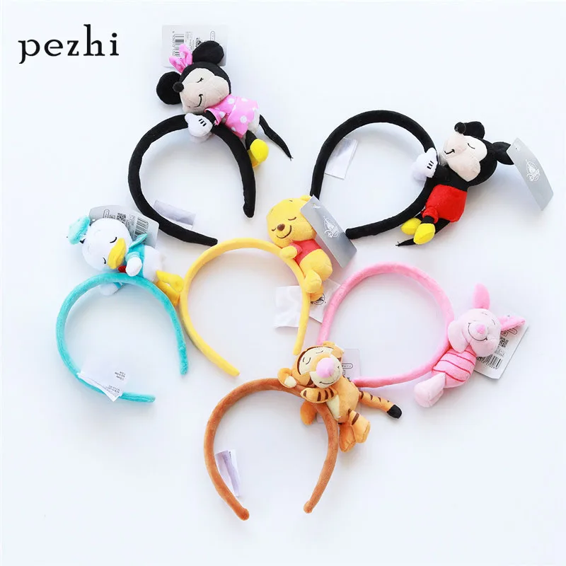 

Amusement Park Mickey Minnie Donald Duck Jumping Tiger Pijie Pig Winnie the Pooh Plush Doll Headband Hair Accessories