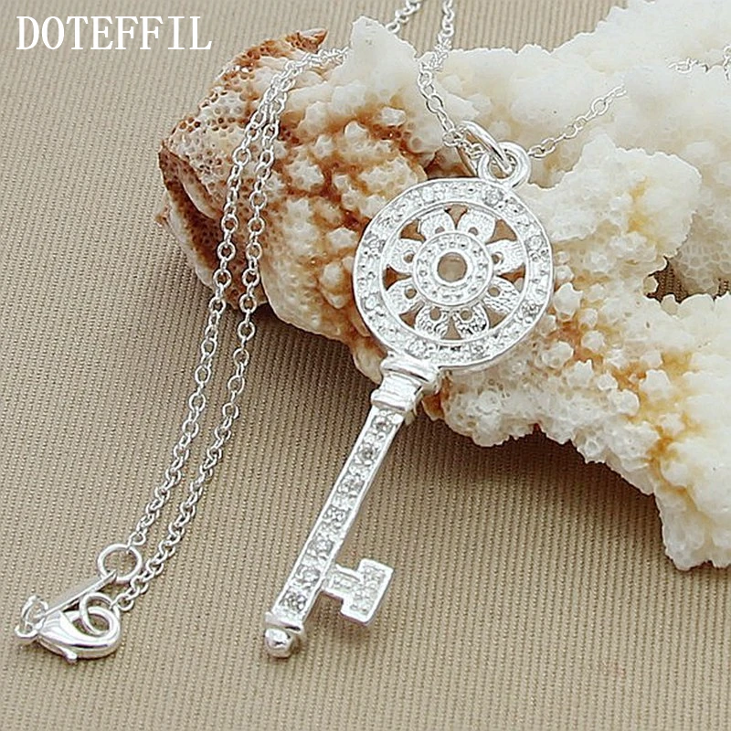 Цепочка DOTEFFIL из серебра 925 пробы с кулоном в виде круглого ключа 18 дюймов|fashion