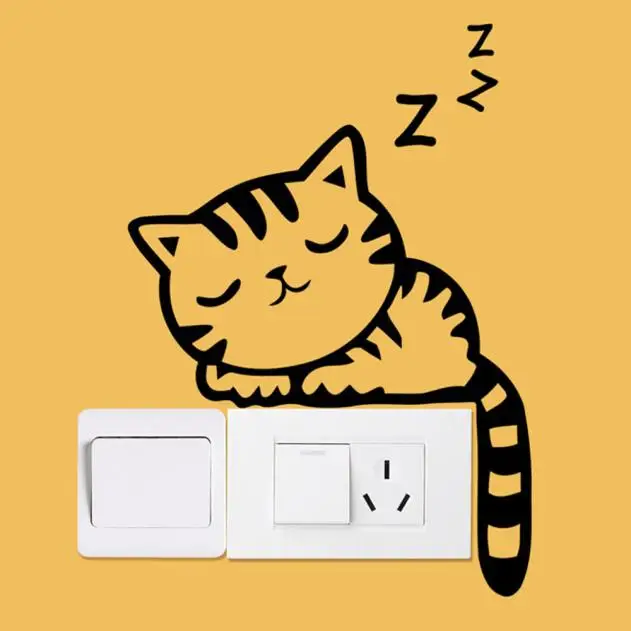 Cat Wall Stickers Light Switch Decor Decals Removable DIY Art Vinyl Mural Self Adhesive Home Room Decor Wall Stickers