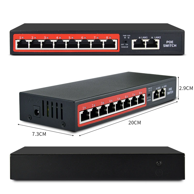 Металлический Чехол 8 портовый коммутатор питания через Ethernet для Ip