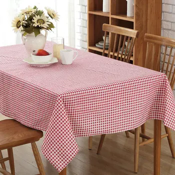 

Tablecloth Plaid Brown Pink Table Cover Lace Edge Dining Cotton Linen Table Cloth High Quality Home Decoration Picnic cloth