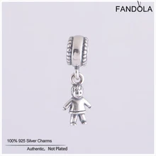 Подлинное 925 пробы серебро Маленький мальчик Висячие Подвески-талисманы для изготовления ювелирных изделий подходят для браслетов Pandora Charm браслеты