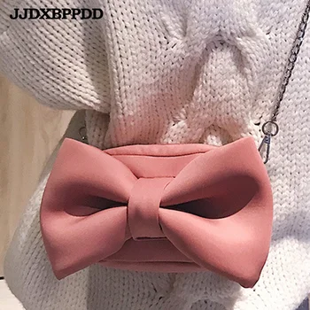

JJDXBPPDD Luxury Women Leather Shoulder Bag Ladies Handbags bowknot Chain Messenger Bags Female Small Flap Tote Crossbody Bag