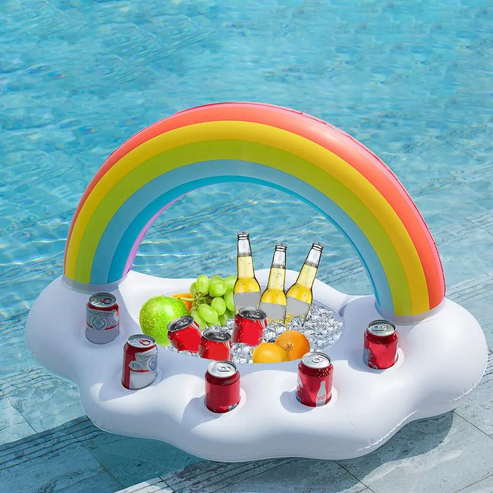 Zomer вечерние Emmer Rainbow Cloud Bekerhouder Opblaasbare бассейн поплавок Bier поилка коечистка Tafel бар лоток Strand Zwemmen кольцо