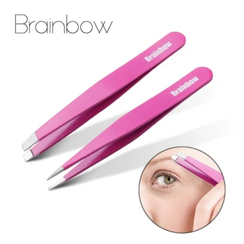 

Brainbow Slant Pointed Professional Eyebrow Tweezers Antistatic Eyelash Tweezer for False Eyelash Extension Eyebrow Removal Tool