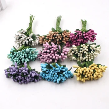 

12pcs Artificial Flower Mini Matte stamens Handmade For Wedding Party Home Decoration DIY Christmas Garland Scrapbook Accessorie