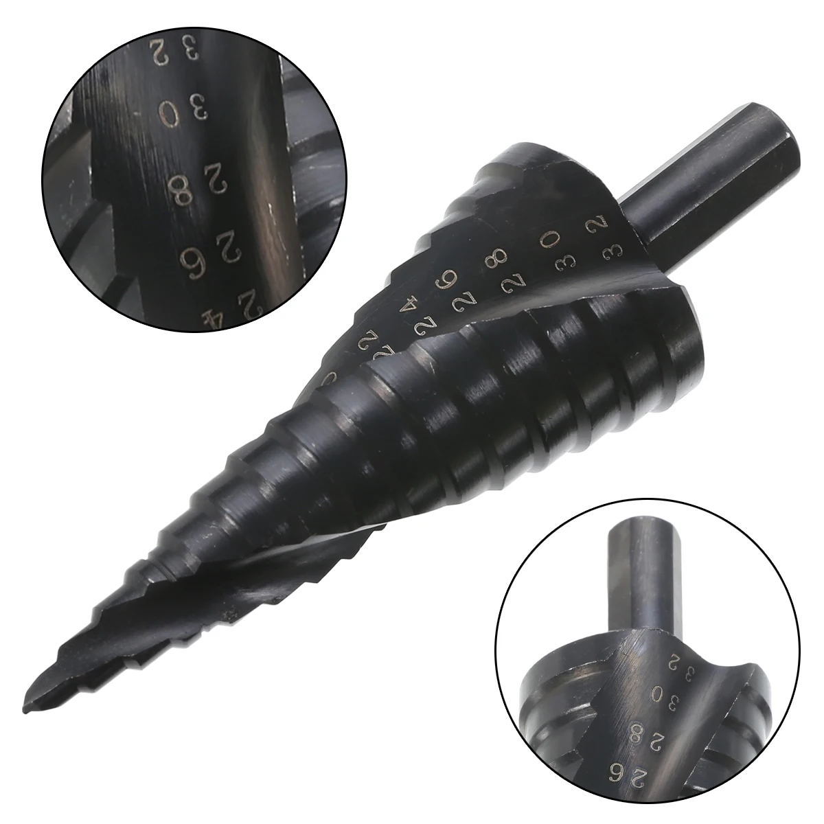  Black Speed Steel Titanium Step Spiral Drill Groove Conical Cone Drills Power Tools 4-32mm