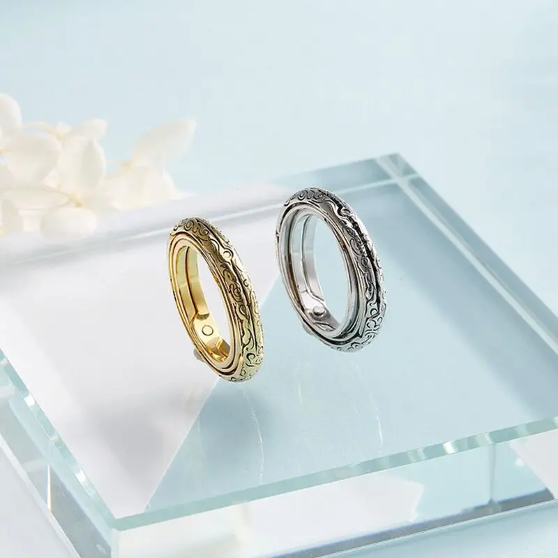 

925 Sterling Silver Astronomical Ring Ball Gold Spherical Gold Ring Pendant Armillary Sphere Ring Jewelry Unfolding is the World