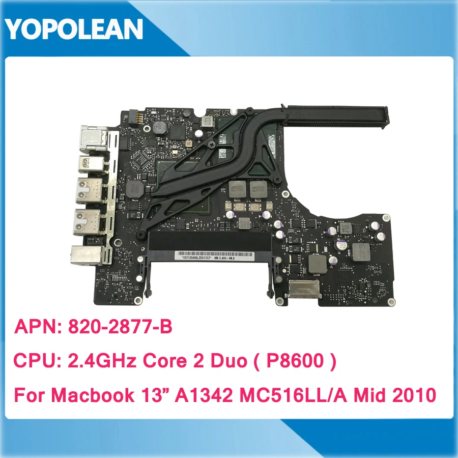 

2.4 GHz Core 2 Duo P8600 Logic Board Motherboard Heatsink For Macbook 13" A1342 MC516LL/A Mid 2010 820-2877-B