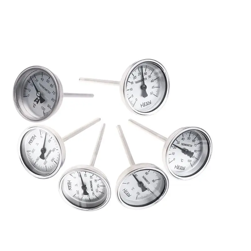 

Stainless Steel Bi-metallic Thermometer 1/4PT Thread L=100mm 0~50~300C WSS-303