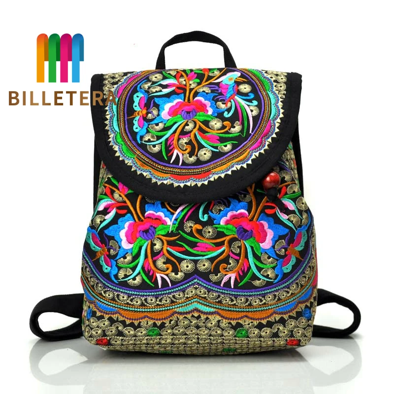 BILLETERA мини женский рюкзак Холщовый с цветочной вышивкой сумки красивые женские
