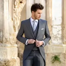 Классический утренний костюм свадебный смокинг мужской свадебный Выпускной костюм на заказ(пиджак+ брюки+ жилет+ галстук) H: 035