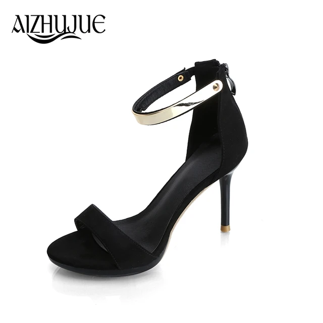 AIZHUJUE Women Sandals Metal decoration High Heel Women Sandals Sandalias Muje Party Shoes Zapatos Mujer AZJ003-LX