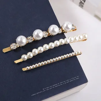 

DIY handicraft jewelry sweet pearl inlaid drill hairpin hairpin adult children Banghai clip fashion