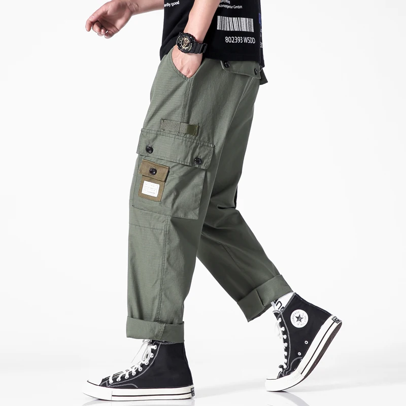 Streetwear Pants Men Hip Hop Joggers Harem Pants Safari Style Pockets Summer Loose Cotton Trousers Man Leisure Home Comfortable
