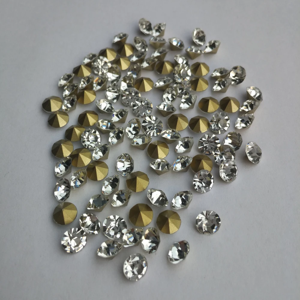

Crystal Rhinestones Multi-size Cone Transparent Round Pointed Foiled Back DIY Faceted Decoration 1.3mm -8.0mm Nail Rhinestones