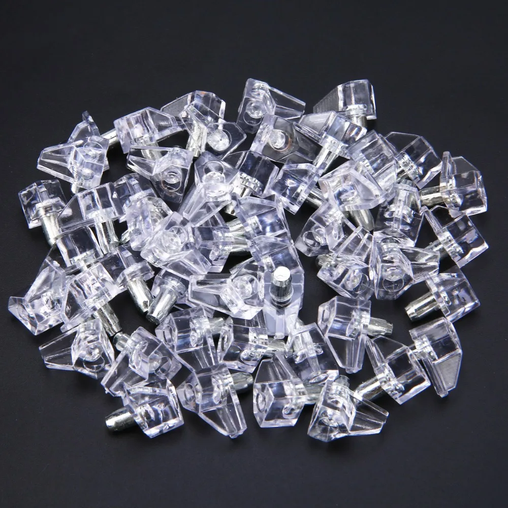 50pcs 5mm Clear Shelf Supports Pegs Studs With Metal Pin Kitchen