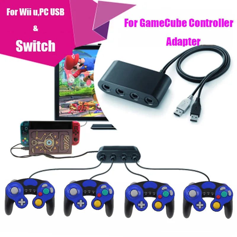 Для контроллера GameCube/NGC адаптер конвертер для WiiU и ПК USB nintendo Switch Super Smash Brothers