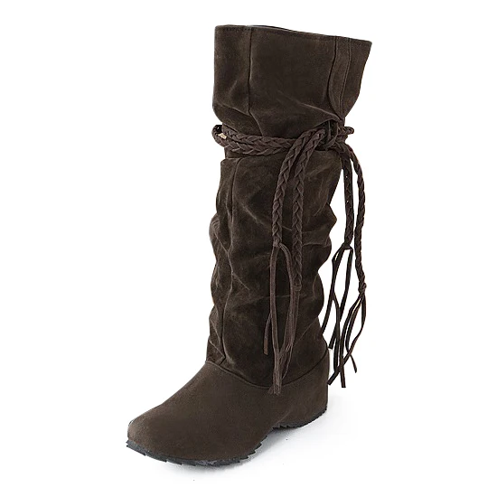 Fashion boots Tassel Sweet style Women Boot Knee High Snow Boots Warm Winter Shoes-in Knee-High